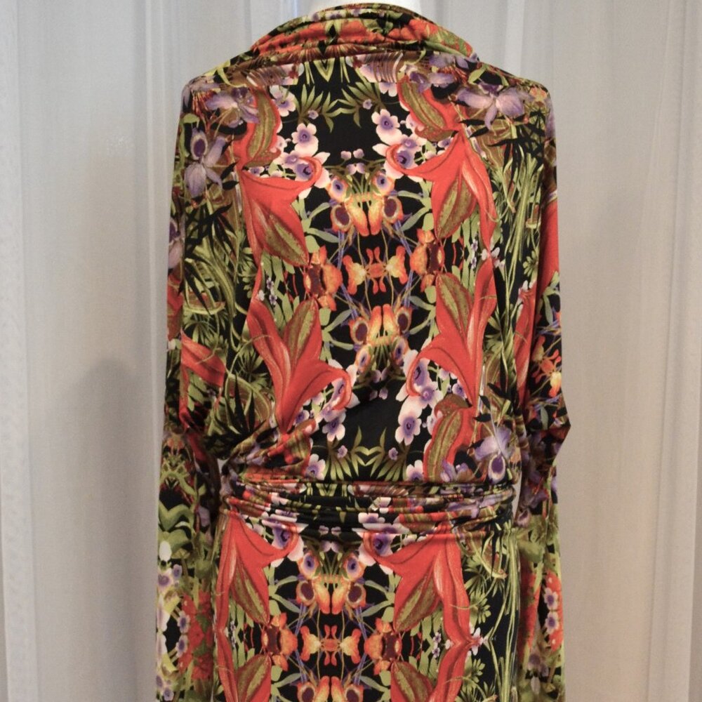 "VaVaVoom" Maxi Statement Dress, Fits S-L, Orange/Green/Black Multi Print
